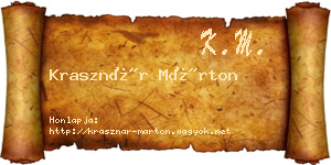 Krasznár Márton névjegykártya